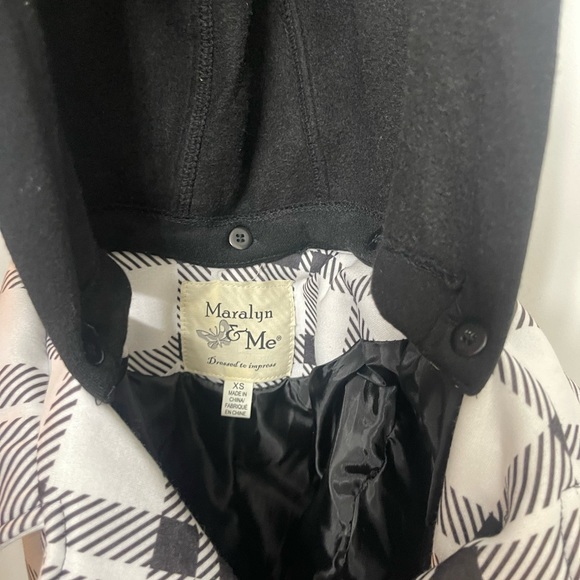 NWOT Maralyn& Me Women's Black & White Pea Coat size XS - Picture 6 of 7